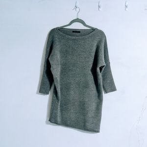 Asymmetric sweater dress S grey with metallic